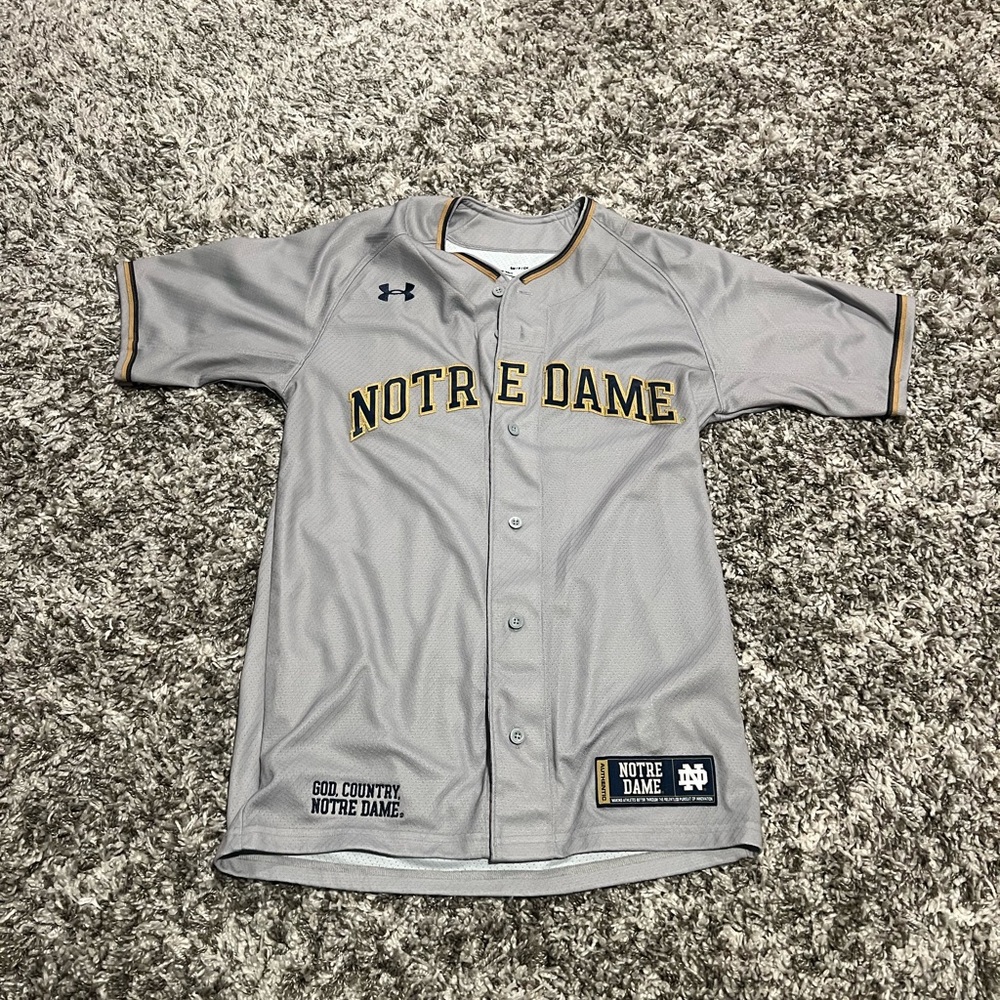 Under Armour Notre Dame Gray Baseball Jersey